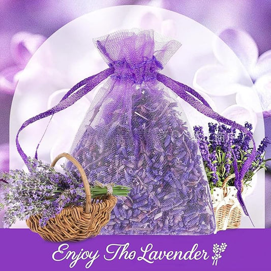 Lavender Sachets (24 Pack),Dried Lavender Flowers, Set of 24, Lavendar Home Fragrance Sachets for Drawers and Closets