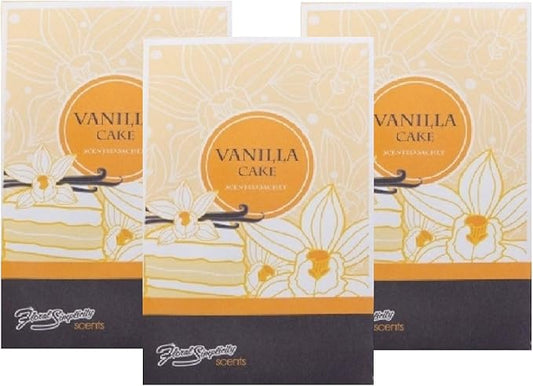 Vanilla Cake Scented Sachets Pack of 3, Everyday - Long-Lasting Scented Bags, Home Fragrance, Air Freshener & Deodorizer for Closet, Room, Drawer, or Cars, Made in USA
