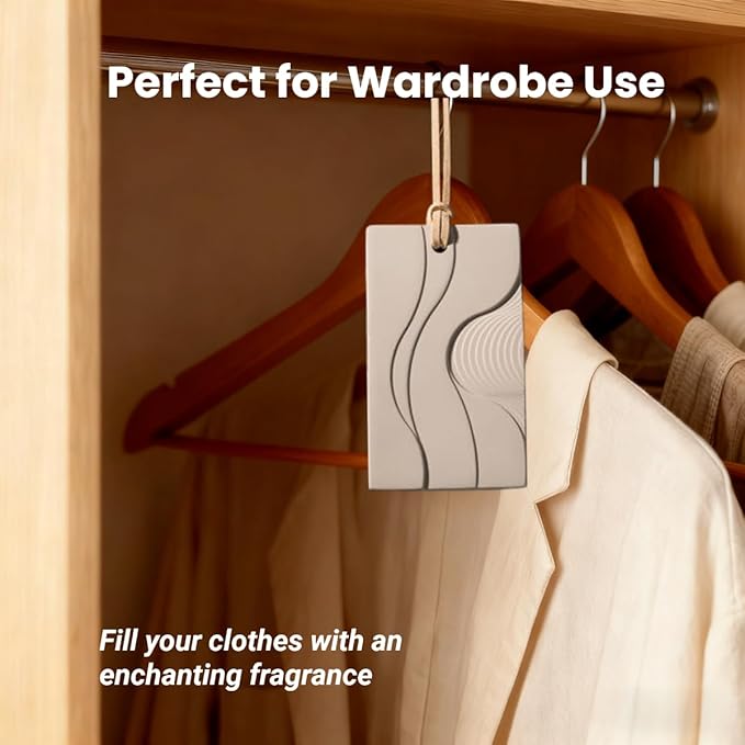 Air Freshener for Closet Hanging Air Freshener Car Aroma Diffuser Pendant Reusable Natural Solid Gypsum Diffuser Closet Freshener Scented Sheet for Cars Wardrobes Drawers (Cedar Woods-001)