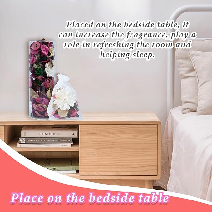 DIY Sweet Floral Heart Shaped Dry Flower Sachet Set|Home, car, and Gift|Scented Sachets for Drawers and Closets, Long-Lasting Sachets Bags Wardrobe Freshener, | Eco refillable Bags (5 Bags+Flowers).