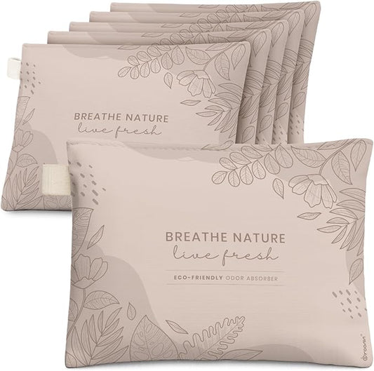 Roonin Activated-charcoal Odor Absorber - Closet Deodorizer - Activated Charcoal Bags - Closet Freshener Odor Eliminator - Musty Smell Eliminator - Air Purifying Bag (6-pack)