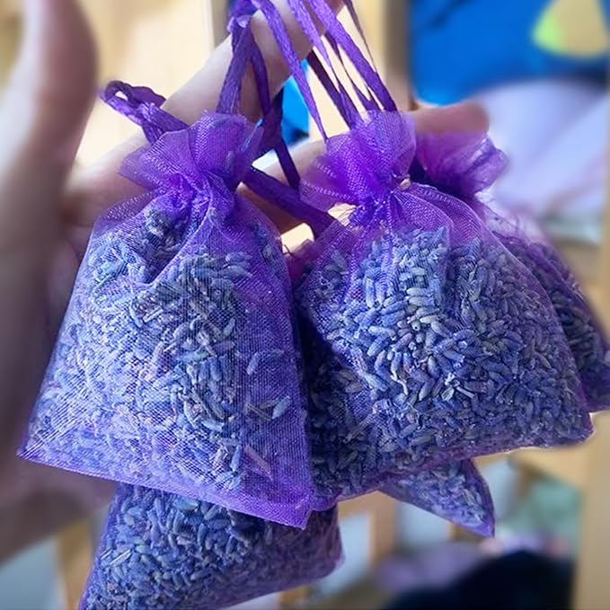 Lavender Sachets (24 Pack),Dried Lavender Flowers, Set of 24, Lavendar Home Fragrance Sachets for Drawers and Closets