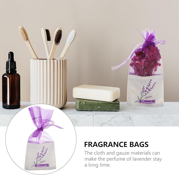 Lavender Scented Sachet Bags Empty Gauze Cotton Fragrance Bags for Closets Wardrobes and Cars Deep Purple Freshness and Easy to Use