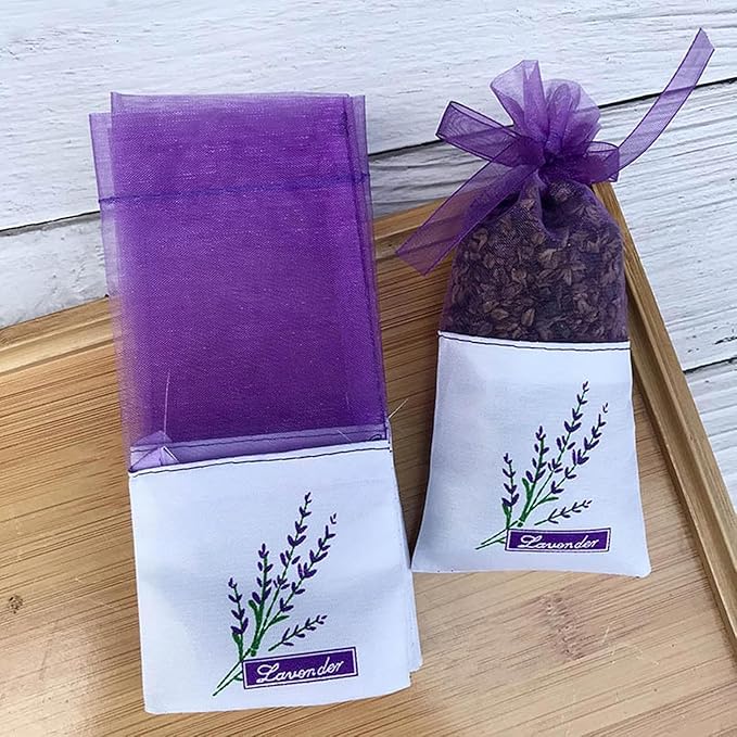 20 PCS Purple Empty Lavender Sachets Bags for Drawers and Wardrobes Closet Freshener Scents Dried Lavender Flower Sachets
