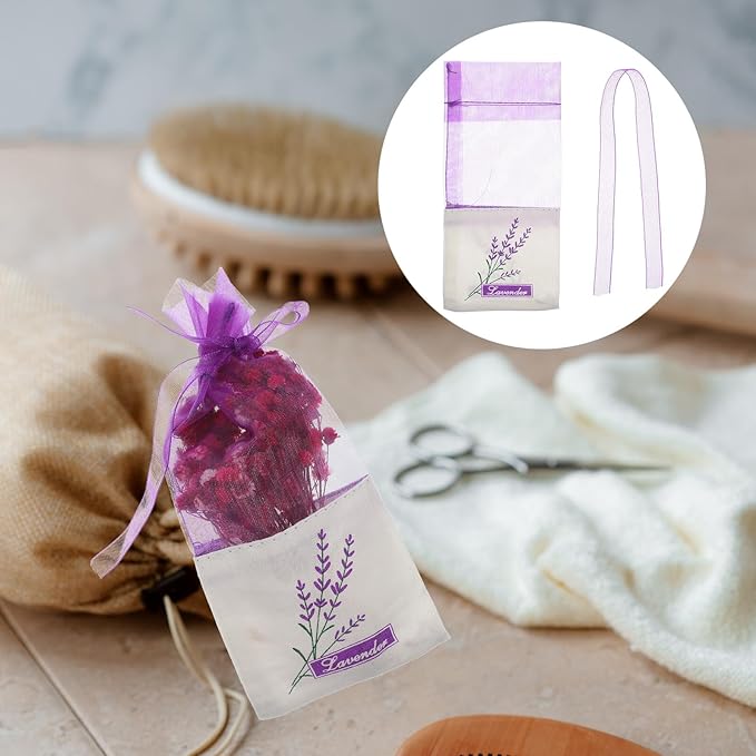 Lavender Fragrance Bags Portable Cotton Gauze Sachets for Closets Rooms and Wardrobes Scented Sachet Bags Deep Purple Style