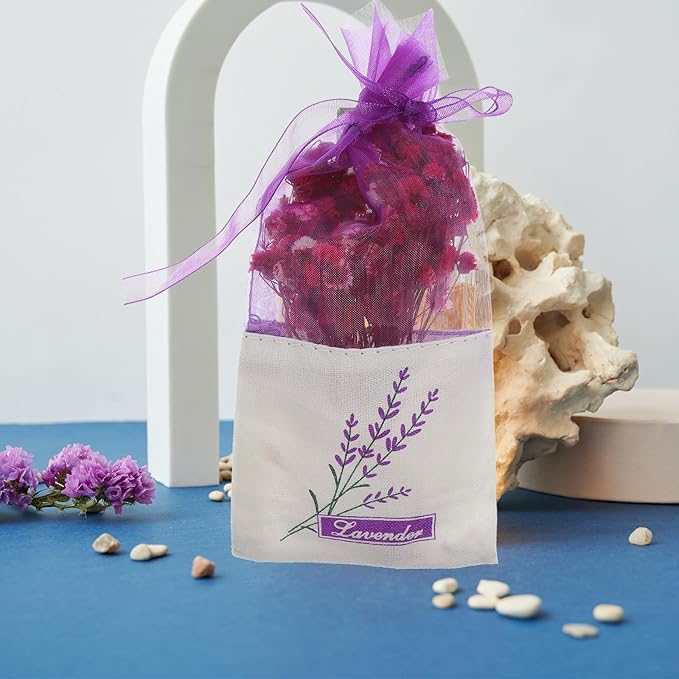 Lavender Scented Sachet Bags Empty Gauze Cotton Fragrance Bags for Closets Wardrobes and Cars Deep Purple Freshness and Easy to Use