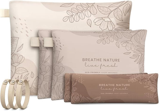 Roonin Activated Charcoal Odor Absorber For Home - Shoe Deodorizer Insert - Closet Freshener Odor Eliminator - Shoe Odor Elimination - Air Purifier For Car (5-pack)