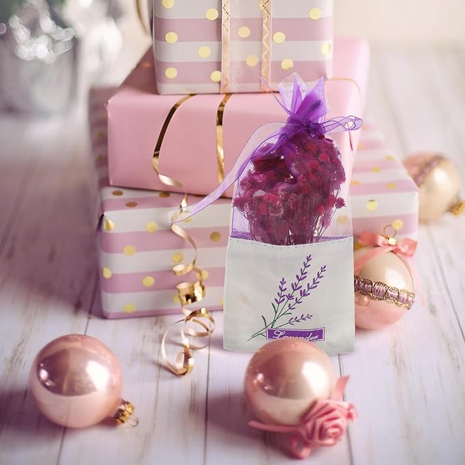 Lavender Fragrance Bags Portable Cotton Gauze Sachets for Closets Rooms and Wardrobes Scented Sachet Bags Deep Purple Style