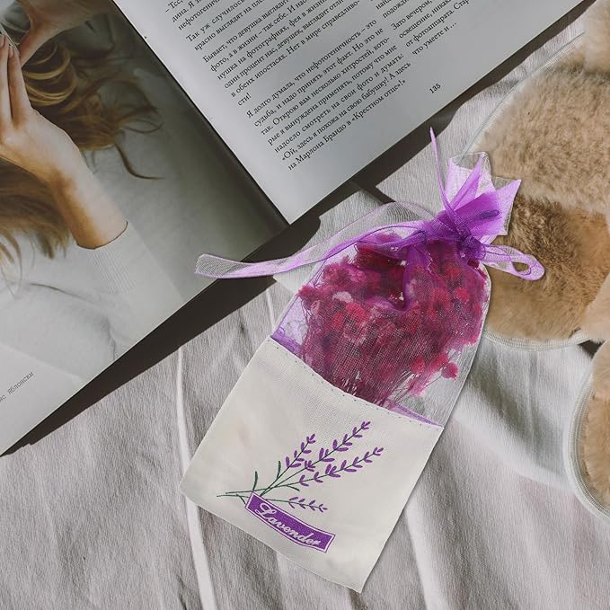Lavender Scented Sachet Bags Empty Gauze Cotton Fragrance Bags for Closets Wardrobes and Cars Deep Purple Freshness and Easy to Use