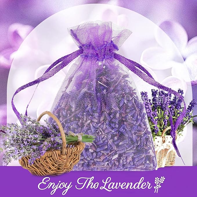 Lavender Sachets (24 Pack),Dried Lavender Flowers, Set of 24, Lavendar Home Fragrance Sachets for Drawers and Closets
