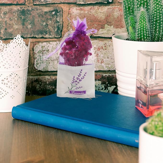 Lavender Scented Sachet Bags Empty Gauze Cotton Fragrance Bags for Closets Wardrobes and Cars Deep Purple Freshness and Easy to Use