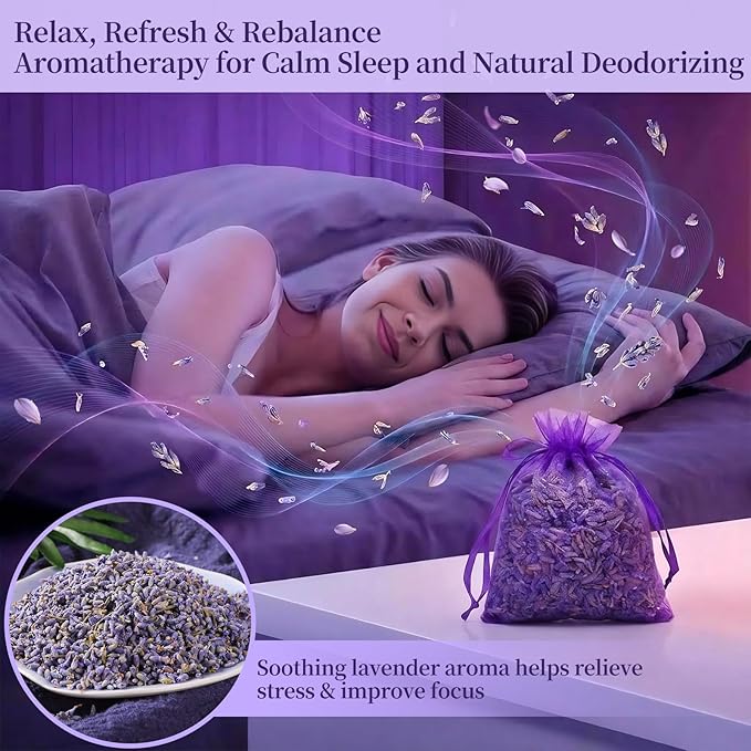 AZY Lavender-Scented Sachet Bags – 24 Pack with 5 Extra Linen Bags, Natural Fragrance Sachets for Drawers, Closets, Cars & Home Decoration
