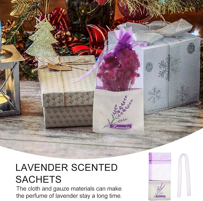 Lavender Fragrance Bags Portable Cotton Gauze Sachets for Closets Rooms and Wardrobes Scented Sachet Bags Deep Purple Style
