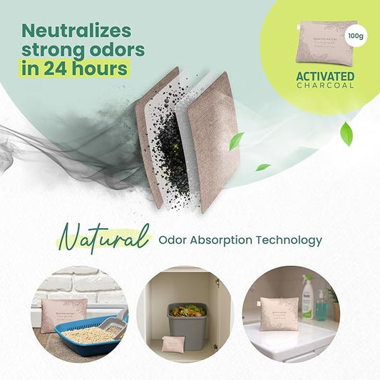 Roonin Activated Charcoal Odor Absorber - Mildew Smell Eliminator - Room Odor Eliminator Remover - Closet Freshener - Odor Neutralizer For Home - Bamboo Charcoal (2-pack)