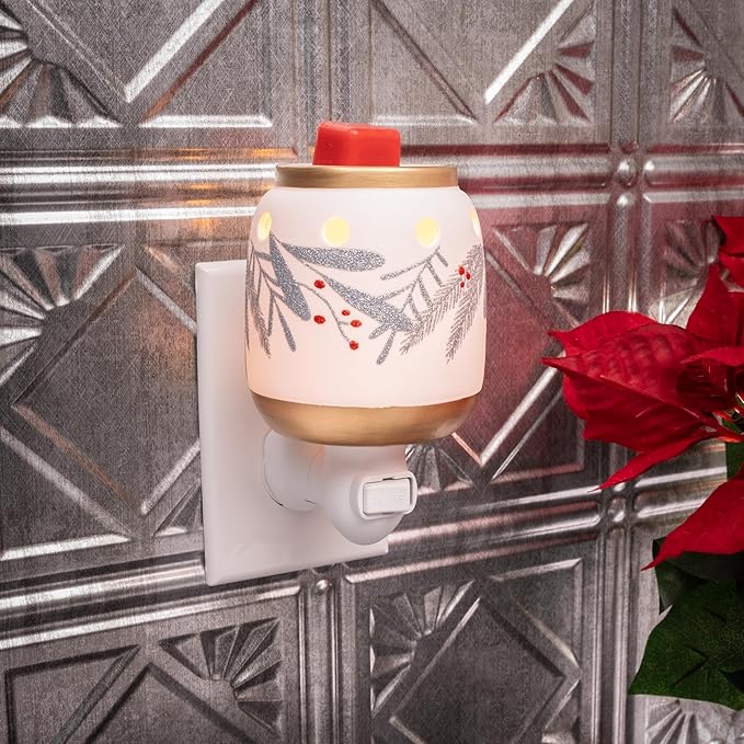 Scentsationals Plug-in Christmas Wax Warmer, Accent Wax Melt Warmer for Scented Wax - Holiday Collection - Electric Fragrance Plugin - Fall Winterberry